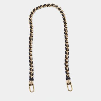 lv链条包, Louis Vuitton | Louis Vuitton Black Braided Leather Chain Shoulder Bag Strap商品图片 