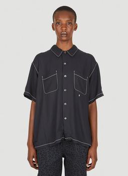 推荐Contrast Pick Stitched Shirt in Black商品