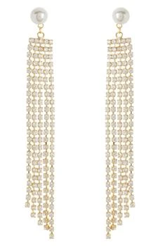 Nordstrom | Imitation Pearl & Cubic Zirconia Fringe Drop Earrings,商家Nordstrom Rack,价格¥68