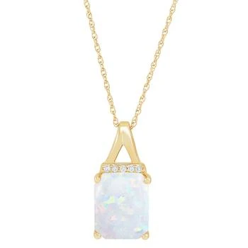 Macy's | Opal (1-3/4 ct. t.w.) & Diamond (1/20 ct. t.w.) 18" Pendant Necklace in 14k Gold 3.4折