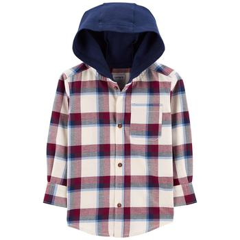 Carter's | Toddler Boys Plaid Button-Front Hooded Shirt商品图片,5折