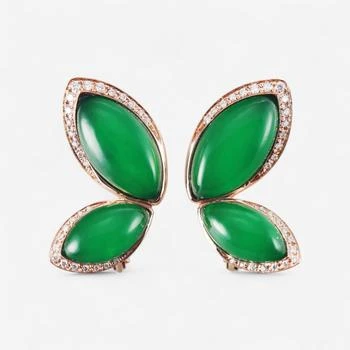 Tavanti | Tavanti Les Papillons 18K Yellow Gold Diamond, Green Aventurine & Rock Crystal Earrings JF-75-1110F-2,商家Shopworn,价格¥28307