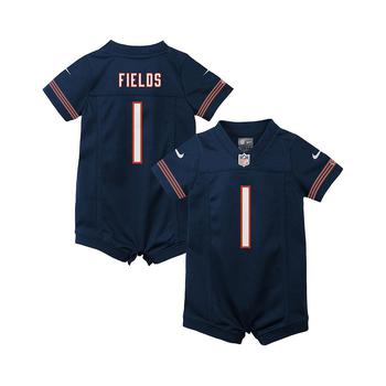 NIKE | Boys and Girls Newborn and Infant Justin Fields Navy Chicago Bears Game Romper Jersey商品图片,
