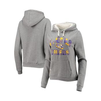 Colosseum | Women's Heathered Gray LSU Tigers Plaid Sherpa Pullover Hoodie商品图片,