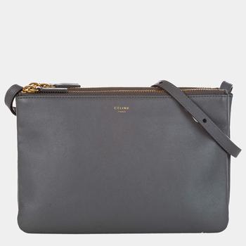 celine trio, [二手商品] Celine | Celine Grey Trio Leather Crossbody Bag商品图片 8.6折