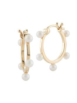 MATEO, MATEO | 14K Yellow Gold & 3MM Cultured Freshwater Pearl Small Hoop Earrings商品图片 
