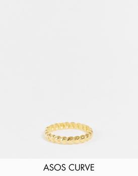 商品ASOS DESIGN Curve sterling silver with gold plate ring in sleek circles图片
