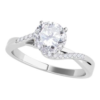 商品1.10 Carat White Diamond Solitaire Style Engagement Ring 18K Solid White Gold图片