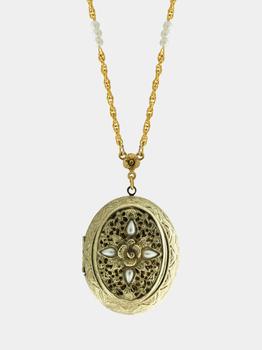 商品1928 Jewelry | 14k Gold Dipped Pearl Chain Locket,商家Lord & Taylor,价格¥367图片