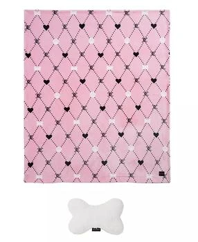 Juicy Couture | Paw Heart Pet Plush Sherpa 50" x 60" Blanket Bone Pillow, Set of 2,商家Macy's,价格¥93