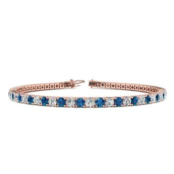 SSELECTS | 4 1/4 Carat Blue And White Diamond Tennis Bracelet In 14 Karat Rose Gold, 7 1/2 Inches,商家Premium Outlets,价格¥21909