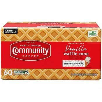 Community Coffee | Community Coffee Medium Roast Coffee Pods, Vanilla Waffle Cone, Medium Roast, 60 ct.,商家Sam's Club,价格¥246
