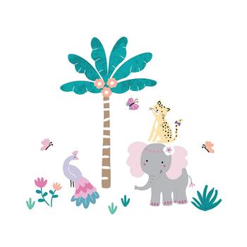 商品Bedtime Originals | Rainbow Jungle Colorful Animals/Tree Wall Decals/Stickers,商家Macy's,价格¥122图片