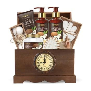 Lovery | Vintage-like Clock Box Body Care Gift Set, Coconut Relaxing Home Spa Set, 13 Piece,商家Macy's,价格¥427