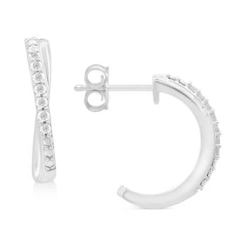 Macy's | Diamond Crossover Hoop Earrings (1/10 ct. t.w.) in Sterling Silver,商家Macy's,价格¥744