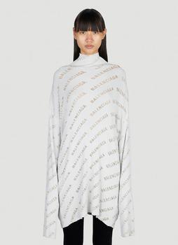 Balenciaga | All Over Logo High Neck Sweater in Grey商品图片,