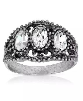 2028 | Pewter Triple Clear Crystal Oval Ring,商家Macy's,价格¥134