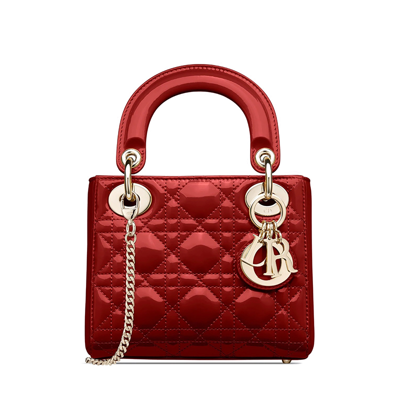 迪奥手提包, Dior | DIOR/迪奥 20新色 Lady Dior系列 迷你三格樱桃红漆面小牛皮单肩手提链条戴妃包 商品图片 7.9折×额外9.5折, 包邮包税, 额外九五折