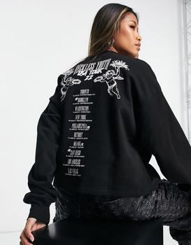 ASOS | ASOS DESIGN reckless youth graphic sweatshirt in black商品图片,