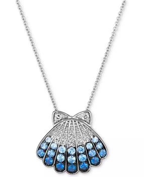 Le Vian | Multi-Sapphire (5/8 ct. t.w.) & Nude Diamond (1/20 ct. t.w.) Shell Pendant Necklace in 14k White Gold, 18" + 2" extender,商家Macy's,价格¥8637