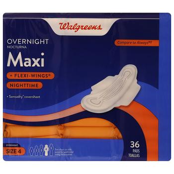 商品Walgreens | Maxi Pads with Flexible Wings Unscented,商家Walgreens,价格¥30图片