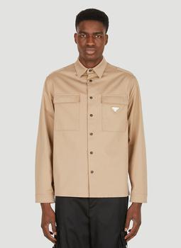 Prada | Triangle Plaque Military Shirt in Beige商品图片,