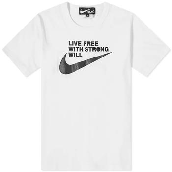 推荐Comme Des Garcon Mens White Cotton Nike Live Free T-shirt商品