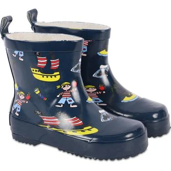 Playshoes | Pirate logo rubber boots in navy blue,商家BAMBINIFASHION,价格¥232