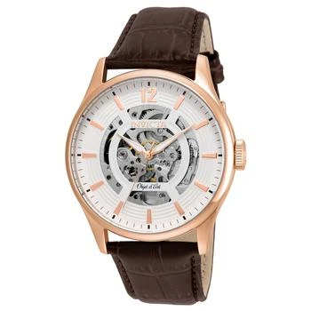 推荐Invicta 22596 Men's Objet D Art White & Silver Skeleton Dial Brown Leather Strap Automatic Watch商品