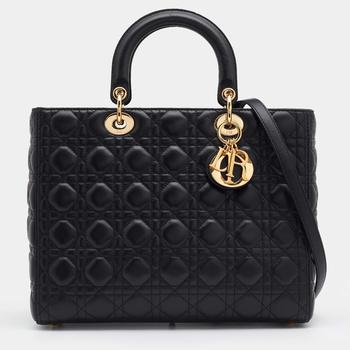 迪奥托特包, [二手商品] Dior | Dior Black Cannage Leather Large Lady Dior Tote商品图片 4.5折