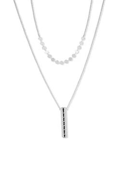 product Silver Tone Black 17 Inch Layered Bar Pendant Necklace image