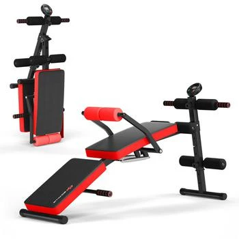 Hivvago | Adjustable Sit Up Bench with LCD Monitor-Red,商家Premium Outlets,价格¥629