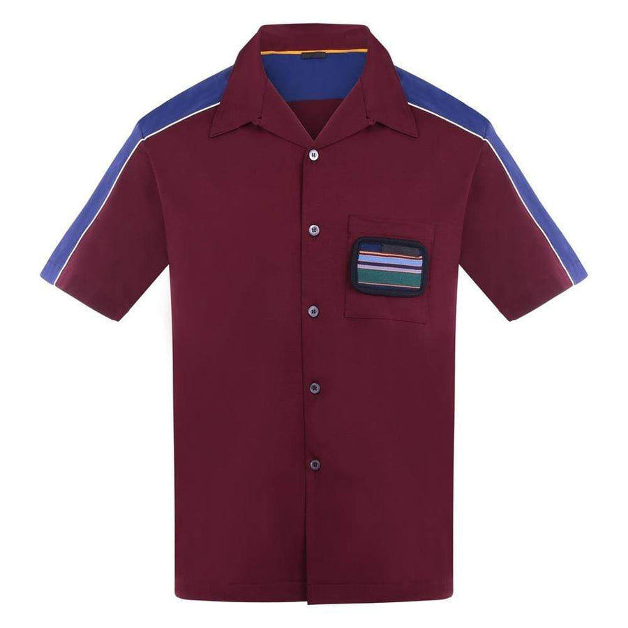 Prada | PRADA 男士酒红色短袖衬衫蓝色肩带细节 UJN478-1P7C-F0132商品图片,独家减免邮费