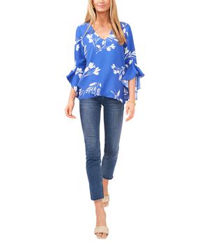 Vince Camuto, Vince Camuto | Flutter Sleeve Floral Whispers V-Neck Tunic商品图片 5折