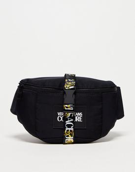 Versace | Versace Jeans Couture printed webbing coin pounch in black商品图片,