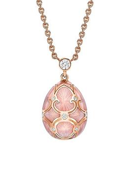 商品Fabergé | Heritage 18K Rose Gold, Diamond & Pink Guilloché Enamel Petite Egg Pendant Necklace,商家Saks Fifth Avenue,价格¥43421图片