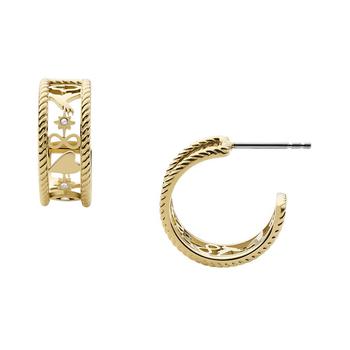 Fossil | Sadie Golden Icons Gold-tone Stainless Steel Hoop Earrings商品图片,