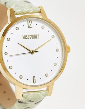 推荐Missguided crystal dial watch in faux snakeskin商品
