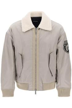 DSQUARED2 | padded bomber jacket with collar in lamb fur,商家Baltini,价格¥5034