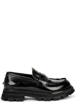 推荐Black glossed leather penny loafers商品