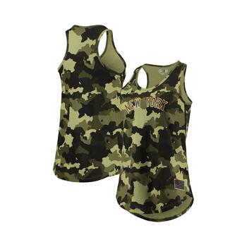 女式mlb裤子, New Era | Women's Green New York Yankees 2022 MLB Armed Forces Day Camo Racerback Tank Top商品图片 