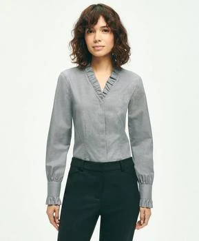 Brooks Brothers Fitted Stretch Supima® Cotton Non-Iron Ruffle Dress Shirt