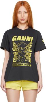 Ganni | Black Organic Cotton T-Shirt商品图片,额外8.5折, 独家减免邮费, 额外八五折