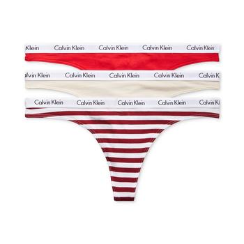 商品Calvin Klein | Carousel Cotton 3-Pack Thong Underwear QD3587,商家Macy's,价格¥125图片