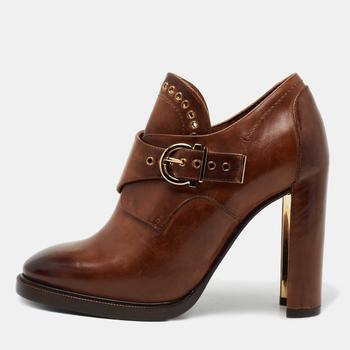 菲拉格慕鞋女靴, Salvatore Ferragamo | Salvatore Ferragamo Brown Leather Nevers Boots Size 39商品图片 7.6折