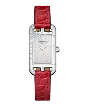 Hermes | Nantucket钻石红色鳄鱼皮腕表, 17x23mm商品图片,