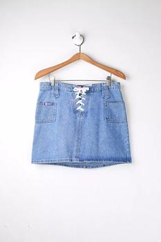 Urban Outfitters | Vintage '90s Lace-Up Denim Mini Skirt商品图片,