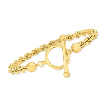 推荐Ross-Simons 18kt Gold Over Sterling Rope Chain Toggle Bracelet商品