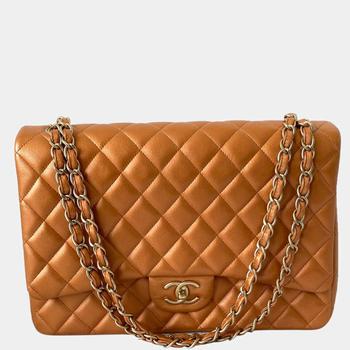 [二手商品] Chanel | Chanel Bronze Quilted Leather Maxi Shoulder Bag商品图片,4.9折