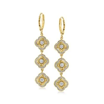 Ross-Simons | Ross-Simons Diamond Floral Linear Drop Earrings in 18kt Gold Over Sterling,商家Premium Outlets,价格¥7784